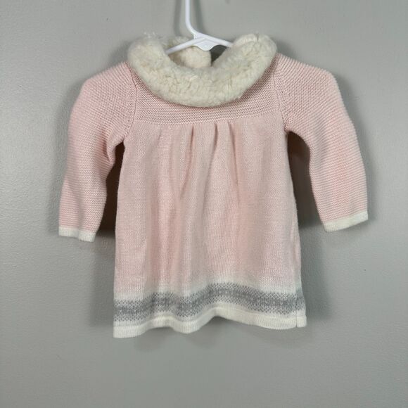 Janie and Jack Girls 0-3 Months Long Sleeve Knit Winter Sweater Dress Pink - Picture 1 of 3